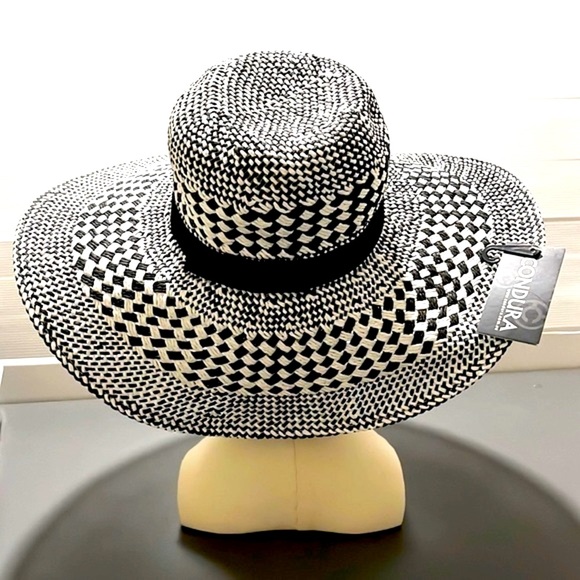 CONDURA WOMEN’S Black and White Paper Summer Hat Wide. One Size - Picture 6 of 7